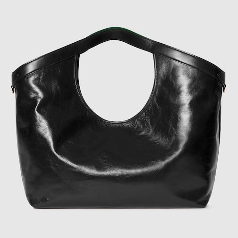 Borsa shopping GG Giglio misura grande in pelle nero