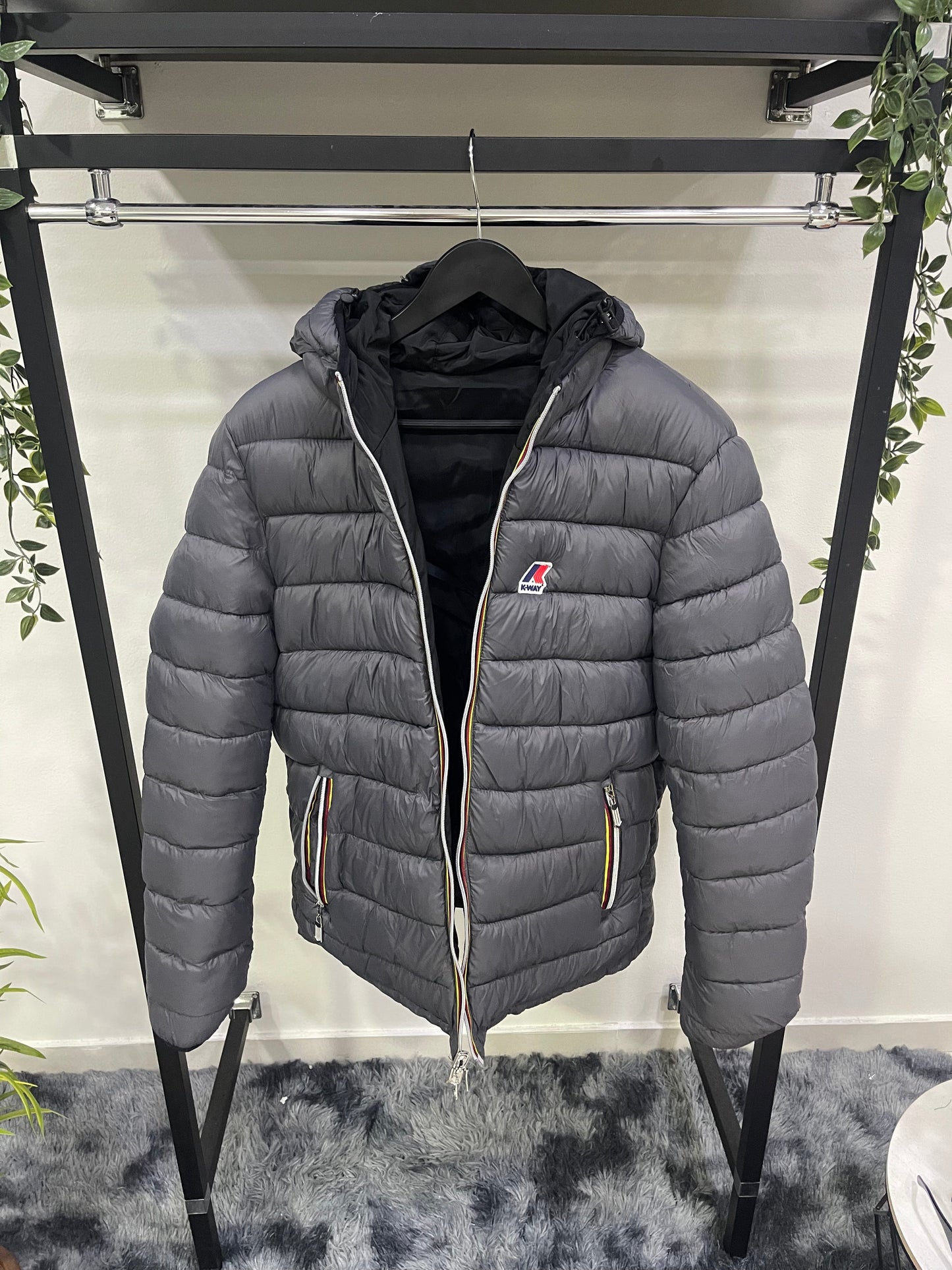 Giubbino K-Way Double Face Nero/Grigio