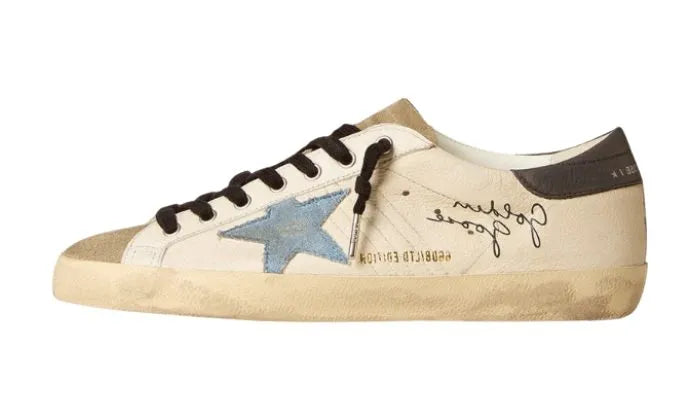 Super-Star stella in denim e talloncino in pelle grigia