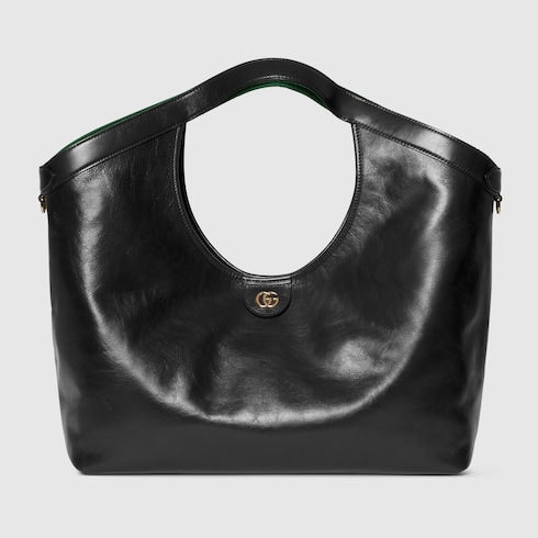Borsa shopping GG Giglio misura grande in pelle nero