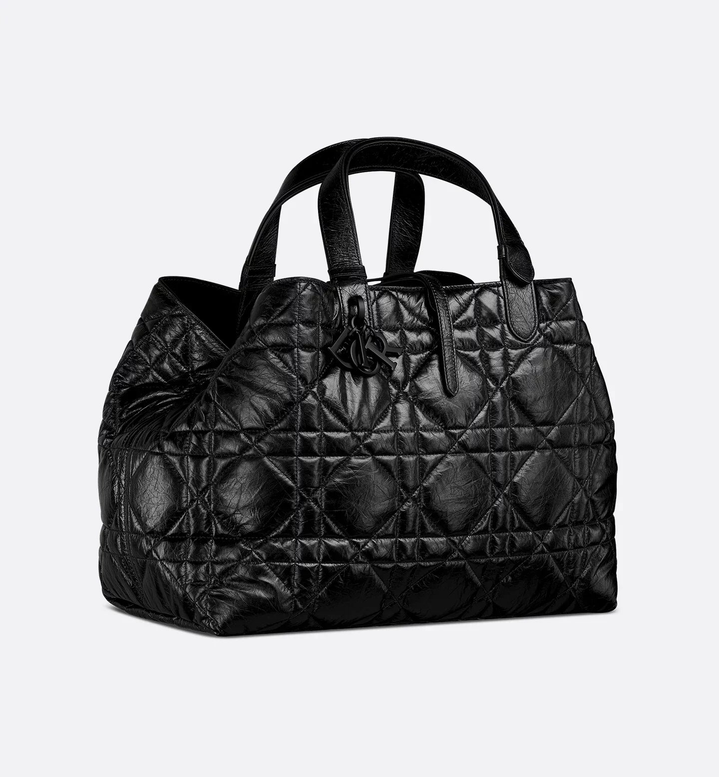 Borsa Media Toujours in Pelle di vitello increspata nera con Motivo Macrocannage