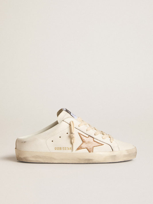 Sabot in pelle con stella in glitter oro plastificati