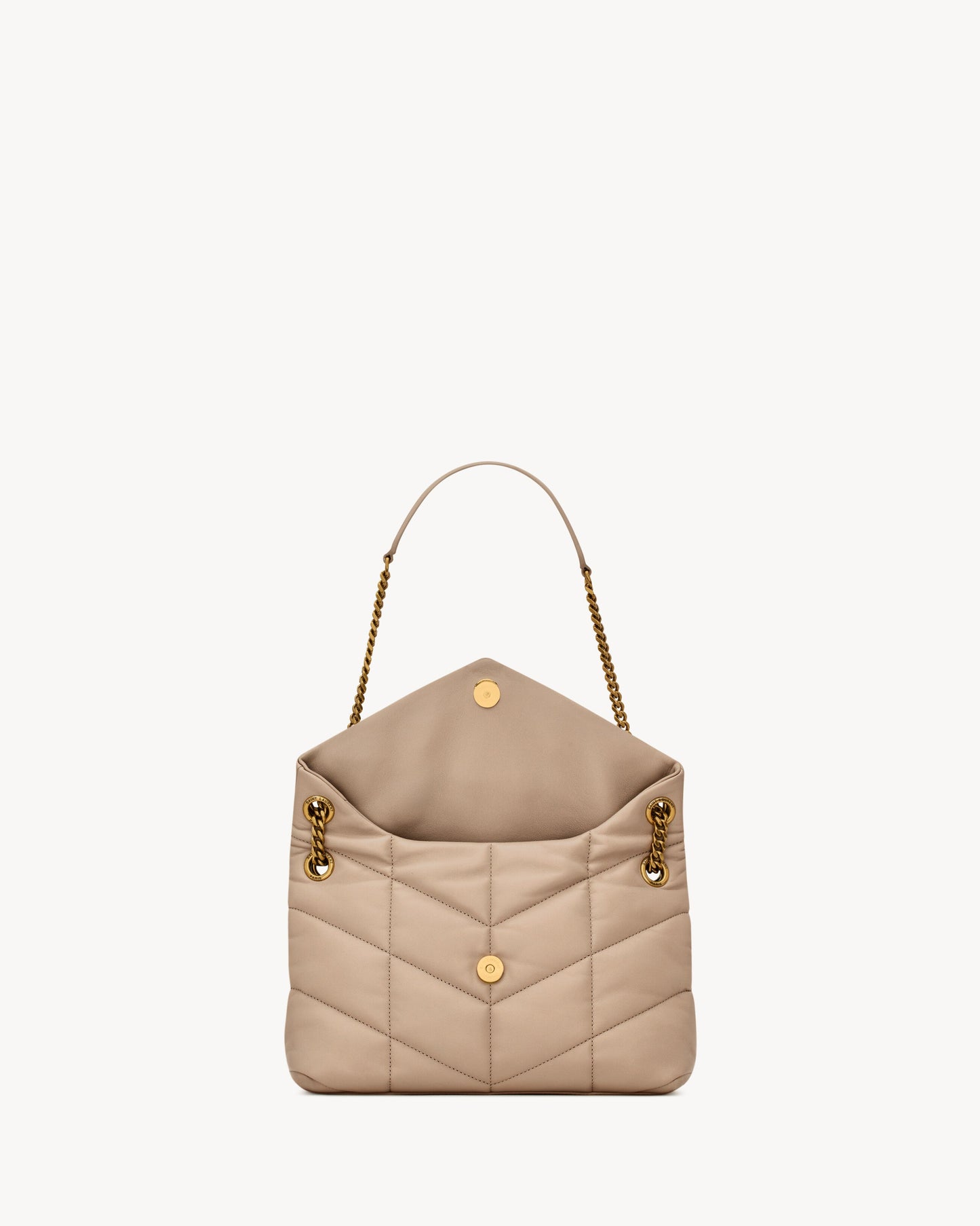 Puffer Small in pelle di agnello beige scuro