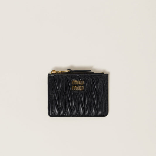 Portacarte quilted in nappa matelasse nero