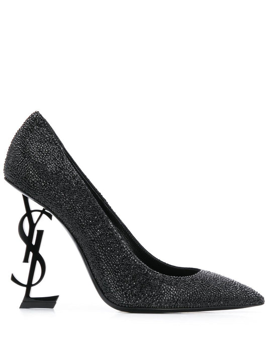 Décolleté Opyum in pelle di vitello nero glitterato