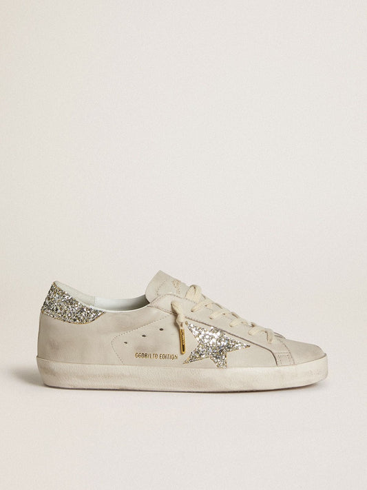 LTD in nappa avorio con stella e talloncino in glitter platino