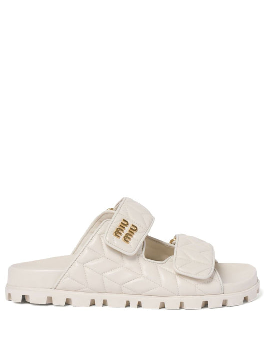 Ciabatte imbottite in pelle nappa bianco