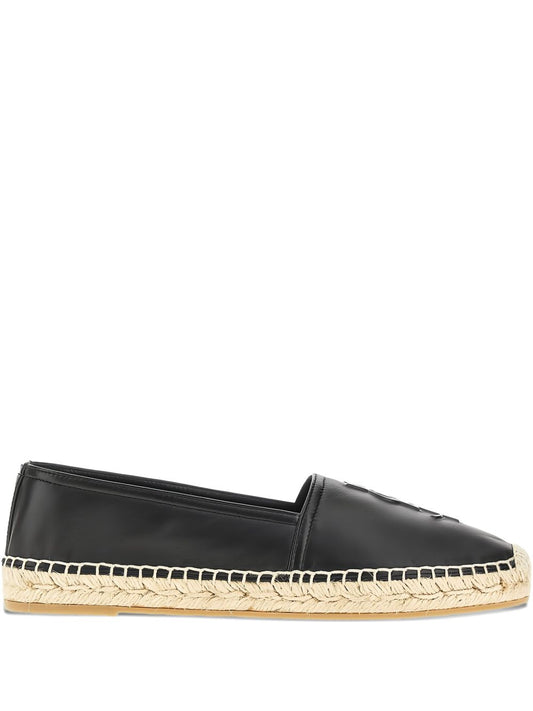 Espadrillas con logo nero/rafia