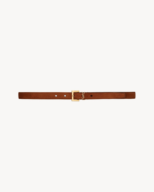 Cassandre Cintura Sottile in Suede con Fibbia Quadrata