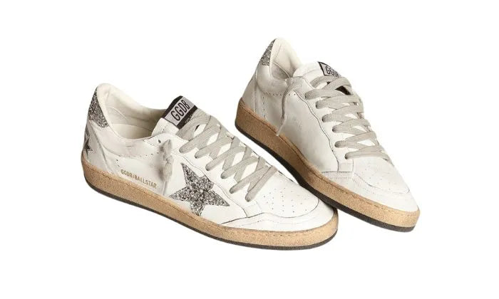 Ball Star Donna in nappa con stella bianca e talloncino glitter