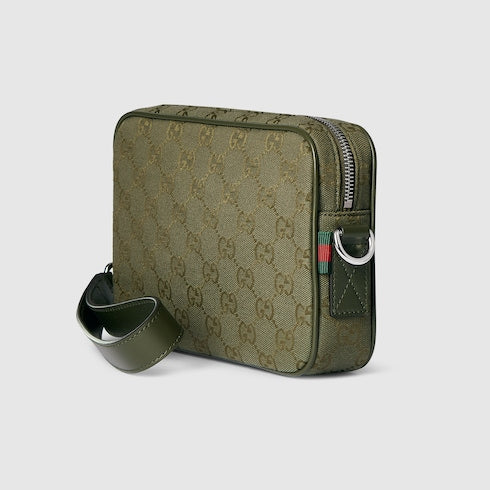 Borsa a tracolla in tessuto GG Supreme verde bosco misura piccola