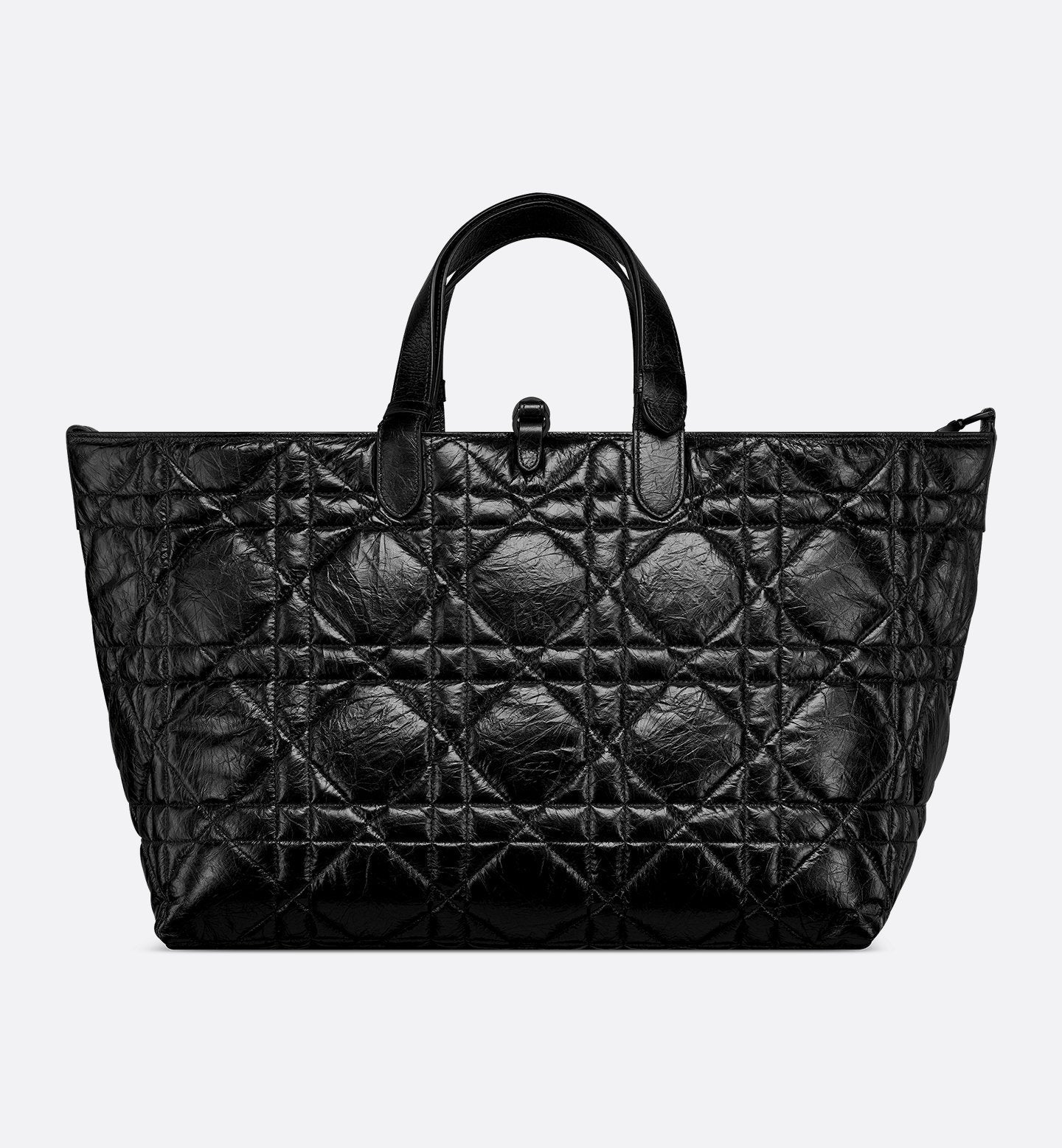 Borsa Media Toujours in Pelle di vitello increspata nera con Motivo Macrocannage