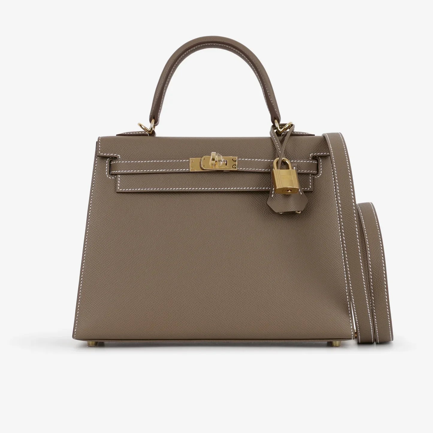 Kelly 25 Etoupe con finiture in oro Epsom