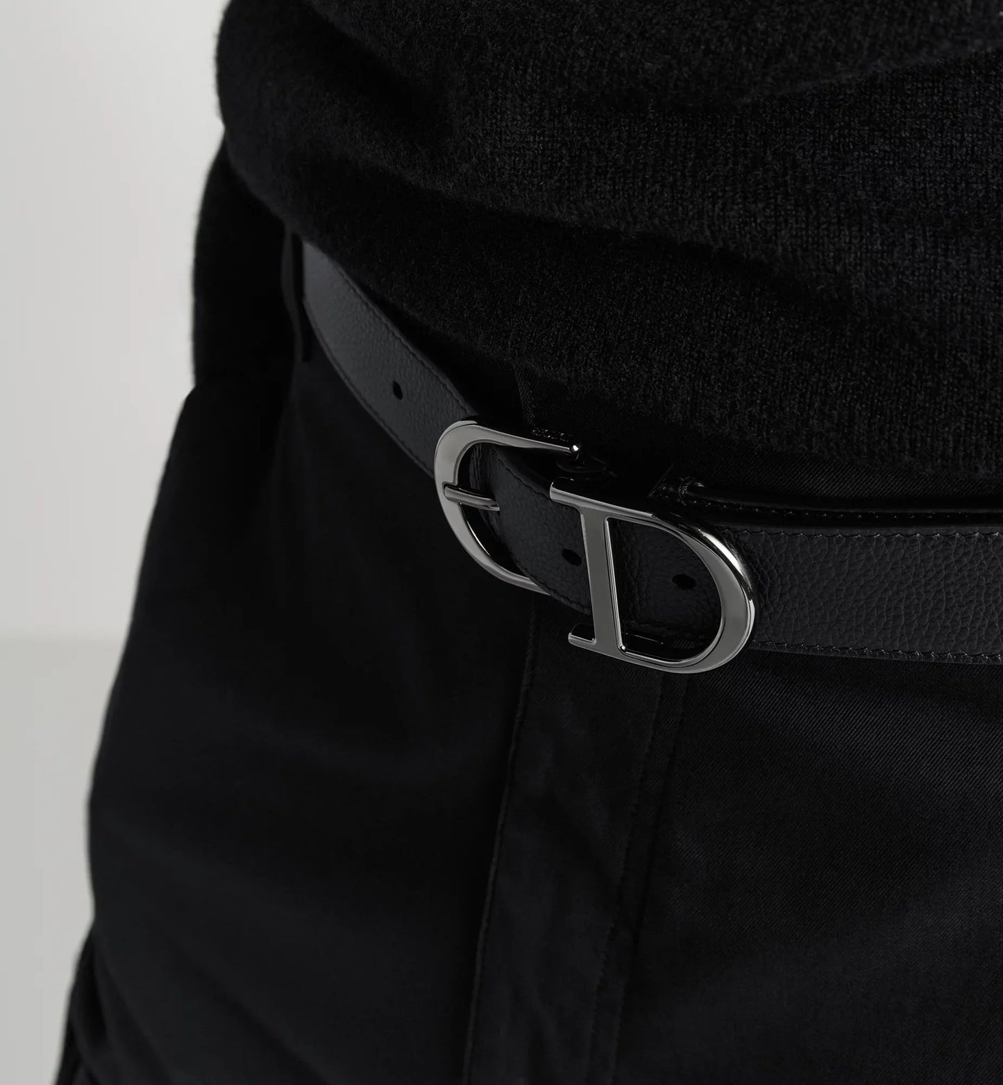 Cintura in pelle di vitello martellata nera 33 mm uomo