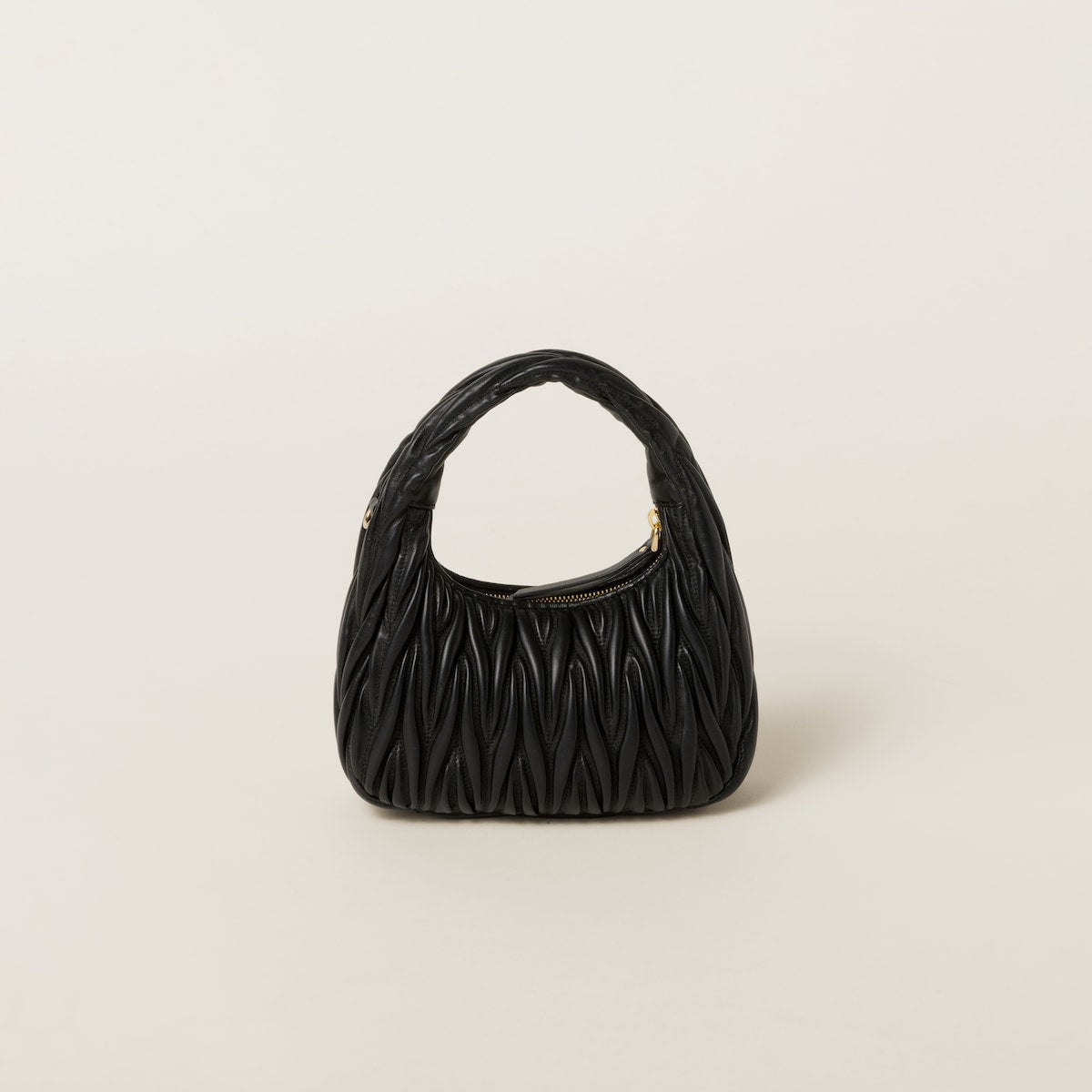 Borsa piccola hobo Wander in nappa matelassé nera