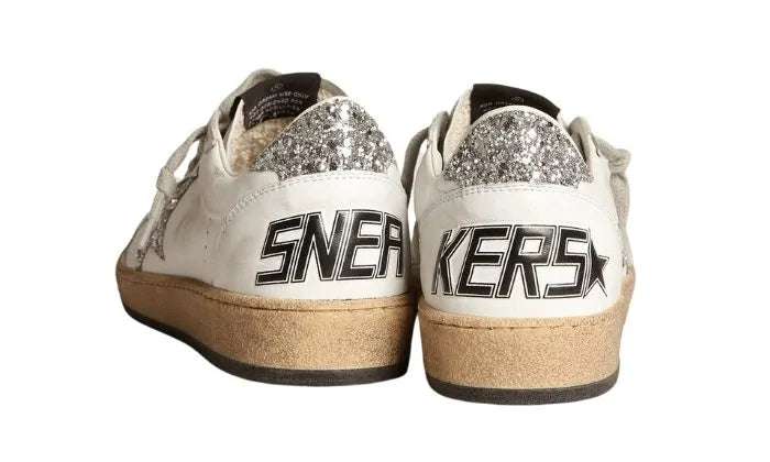 Ball Star Donna in nappa con stella bianca e talloncino glitter