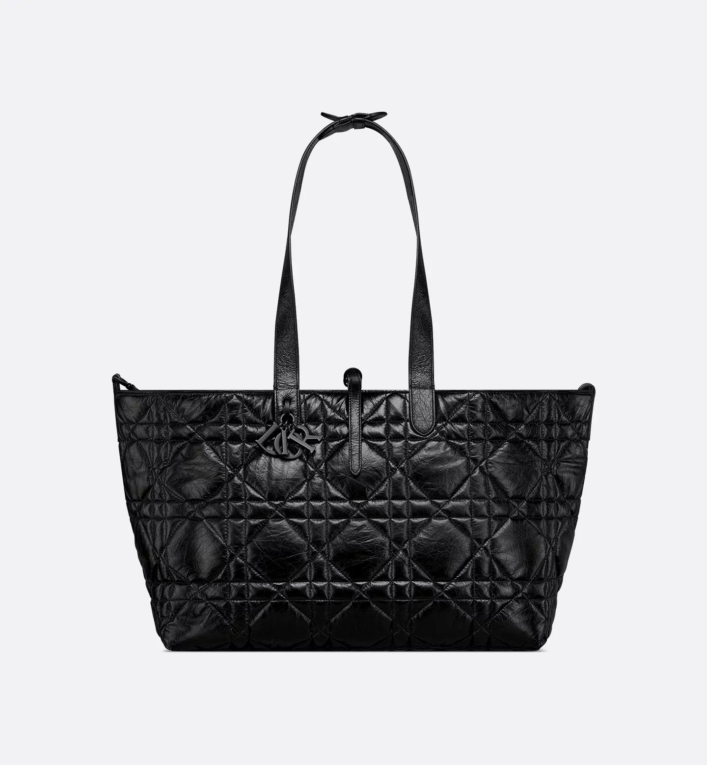 Borsa Media Toujours in Pelle di vitello increspata nera con Motivo Macrocannage