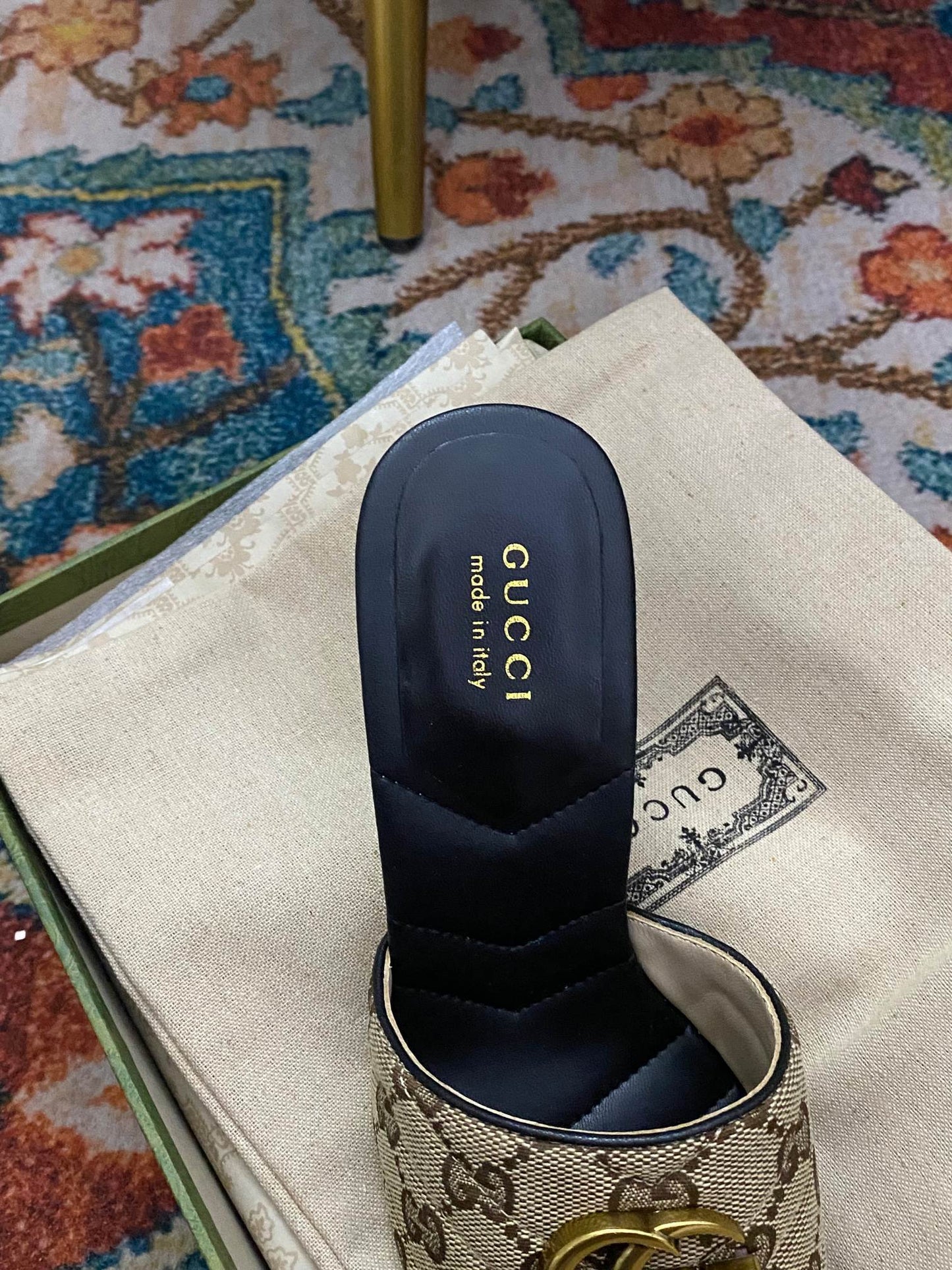 Sandali Slide Marmont Nero/Beige