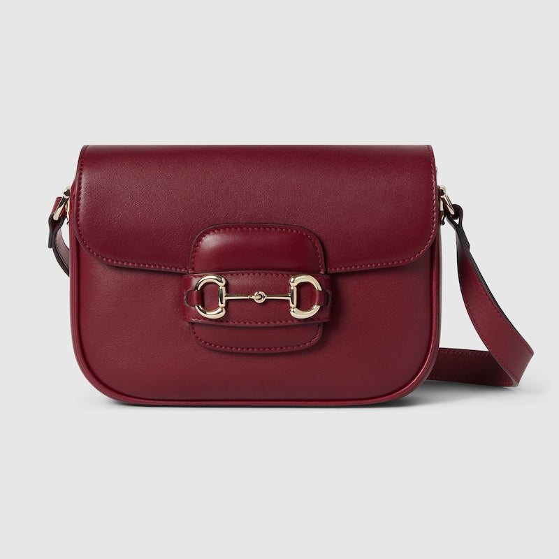 Borsa a spalla GG Horsebit 1955 Soft Piccola Rosso