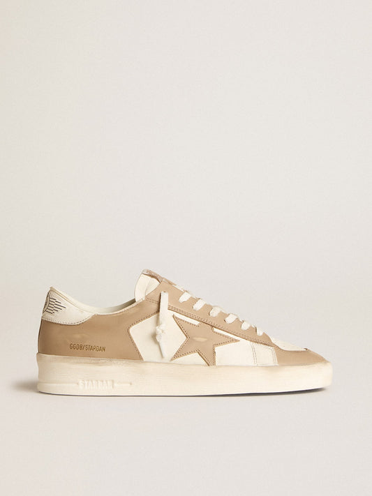 Pelle bianca e beige con stella beige e talloncino bianco