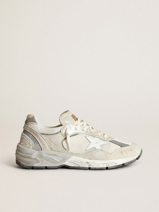 Suede bianco e grigio e stella in pelle bianca