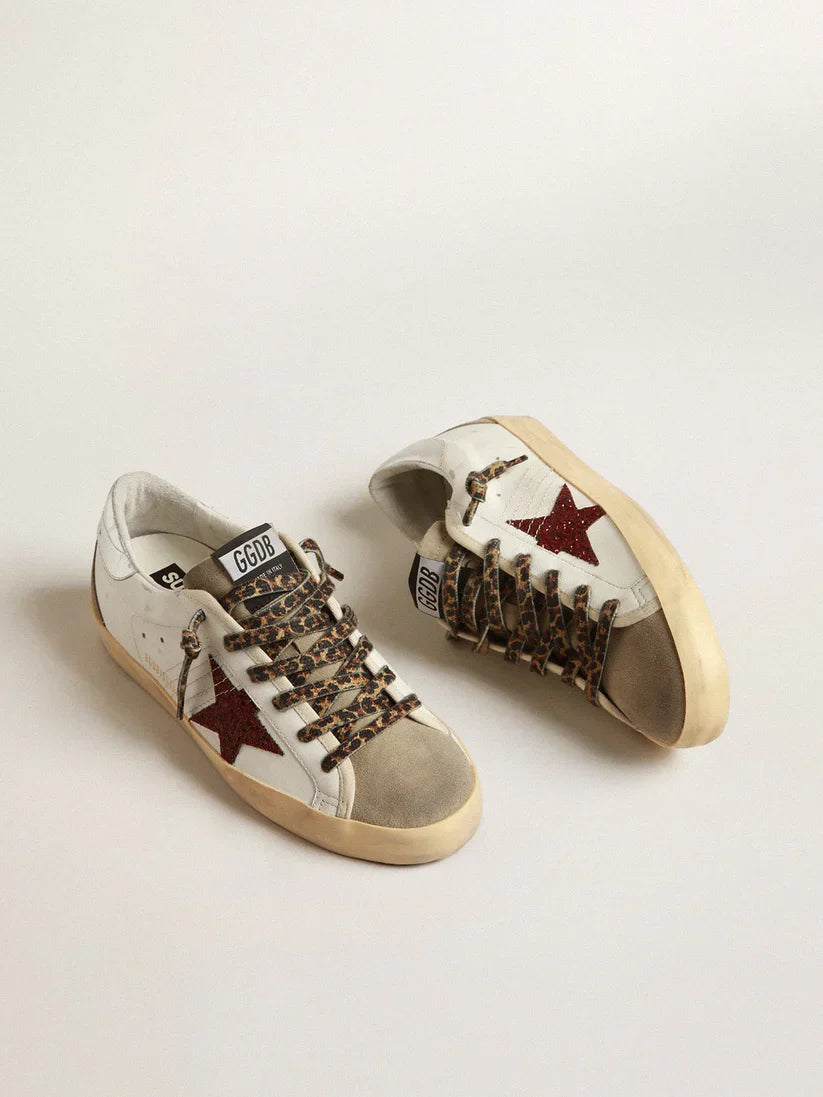 Stella in glitter bordeaux e talloncino argento