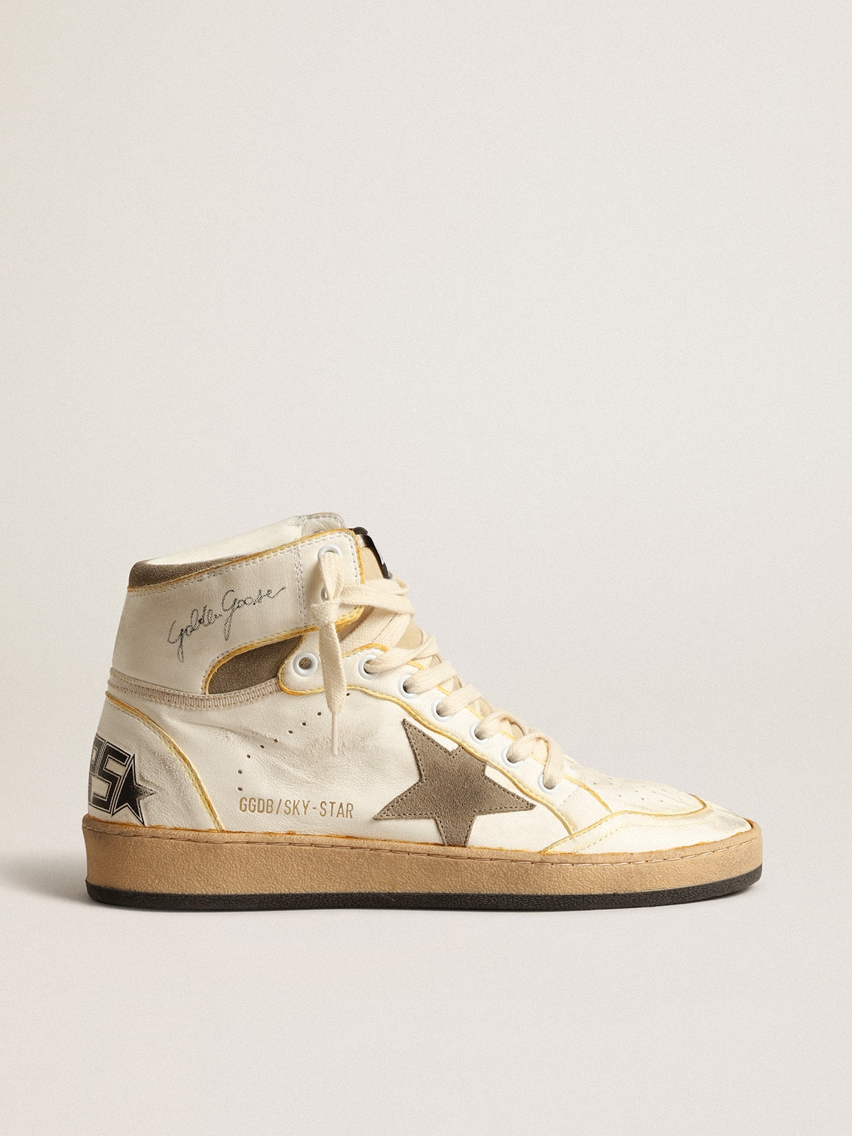 Nappa bianca con stella in suede color tortora