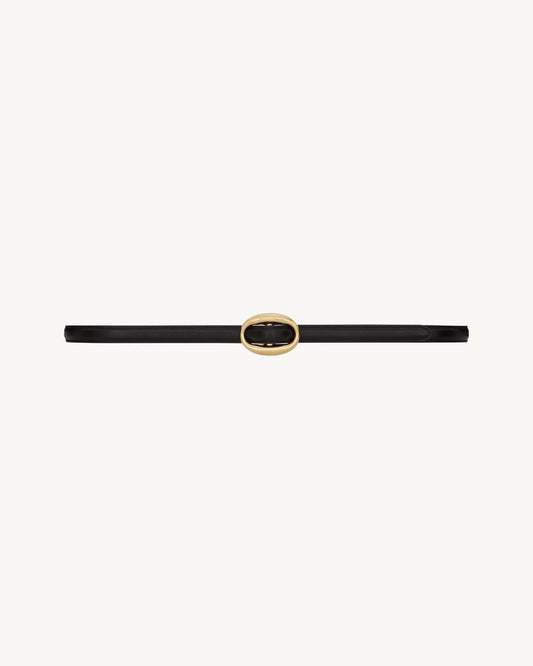 CINTURA SOTTILE CON FIBBIA OVALE IN PELLE LISCIA NERO