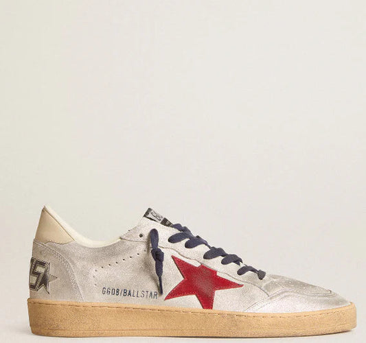 Suede laminato con stella in suede e talloncino in pelle