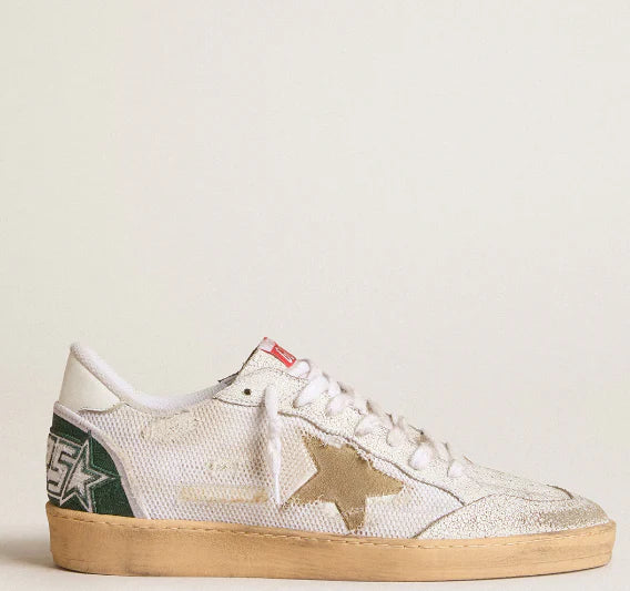 LTD in pelle cracklé e rete bianche con stella in suede