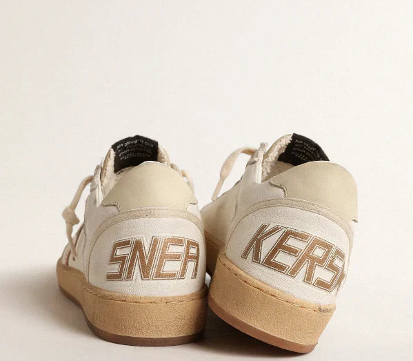 LTD in canvas e nappa con stella in pelle laminata bronzo
