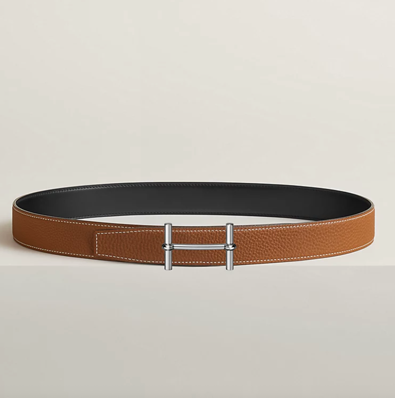 Fibbia da cintura H d’Ancre & Pelle reversibile per cintura 32 mm Nero/Oro Uomo