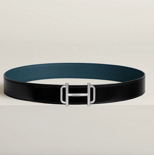 Fibbia da cintura Royal & Pelle reversibile per cintura 38 mm Nero / Blu di Prussia Uomo