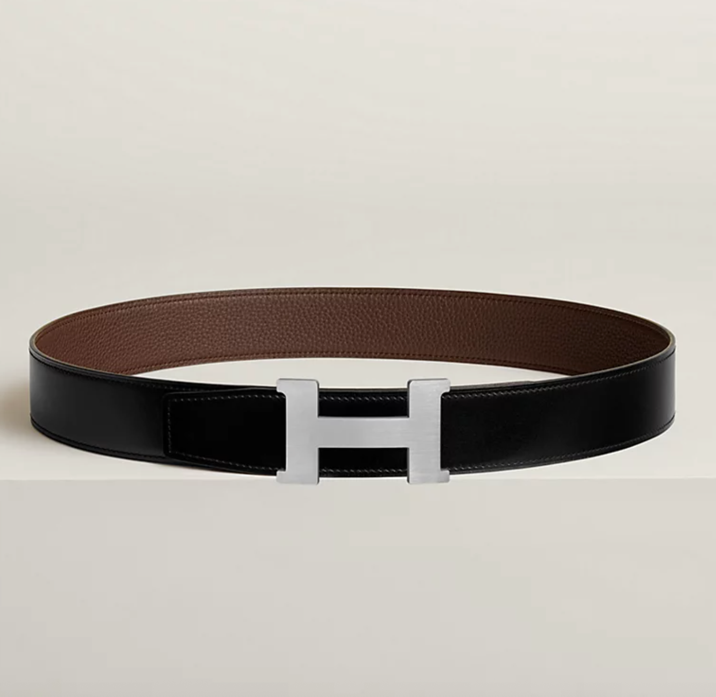 Fibbia da cintura Constance & Pelle reversibile per cintura 38 mm Nero/Cioccolato Uomo
