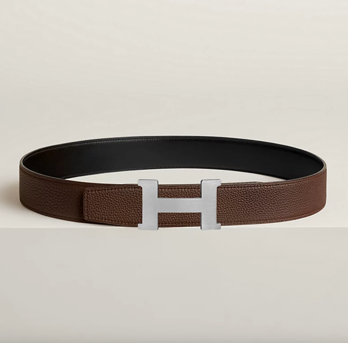 Fibbia da cintura Constance & Pelle reversibile per cintura 38 mm Nero/Cioccolato Uomo