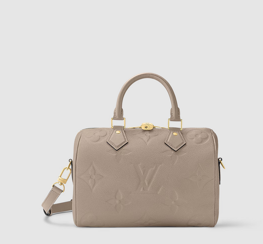 Speedy Bandoulière 25 Pelle Monogram Empreinte Grigio Tortora